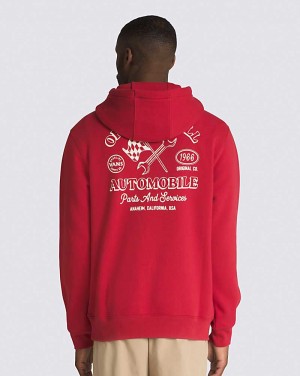 Vans Auto Shop Pullover Kapşonlu Erkek Kırmızı | Türkiye KNT841276