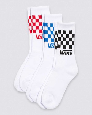 Vans Check Crew 3-Pack Çorap Çocuk Beyaz | Türkiye CUN827650