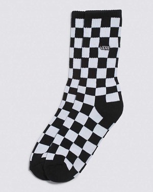 Vans Checkerboard Crew Çorap Çocuk Siyah Beyaz | Türkiye ONA298374