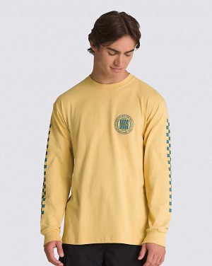 Vans Circle Racer Lockup Long Sleeve Tişört Erkek Sarı | Türkiye YKR143627