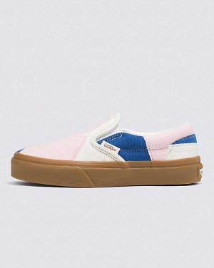 Vans Classic Slip-On Corduroy Patchwork Ayakkabı Çocuk Pembe Mavi | Türkiye ZEI049158