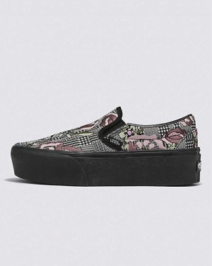 Vans Classic Slip-On Stackform Tapestry Floral Ayakkabı Kadın Siyah | Türkiye REY719320