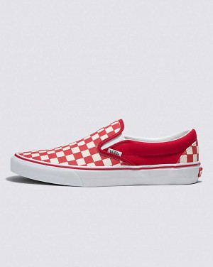 Vans Customs Checkerboard Slip-On Geniş Ayakkabı Erkek Kırmızı Beyaz | Türkiye LGV150278