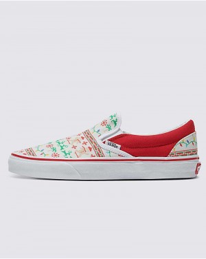 Vans Customs Christmas Kazak Slip-On Ayakkabı Erkek Beyaz | Türkiye LJV401869