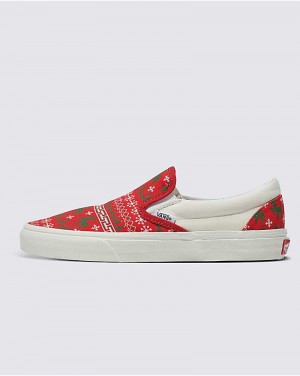 Vans Customs Christmas Kazak Slip-On Ayakkabı Erkek Kırmızı | Türkiye BHN816047