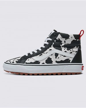 Vans Customs Cow Print Sk8-Hi MTE-1 Ayakkabı Erkek Siyah Beyaz | Türkiye PUL348659