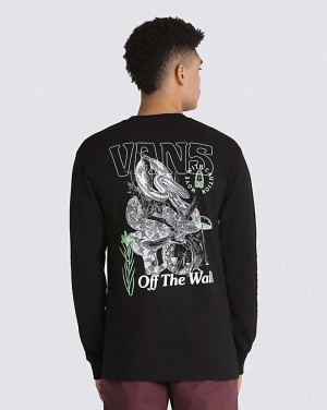 Vans Distorted Snake Long Sleeve Tişört Erkek Siyah | Türkiye DVZ457286