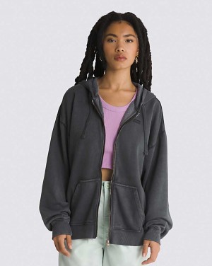 Vans Everyday Oversized Full Zip Kapşonlu Kadın Siyah | Türkiye NIL183524