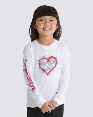 Vans Küçük Çocuk Daisy Hearts Long Sleeve Tişört Çocuk Beyaz | Türkiye NTE459830