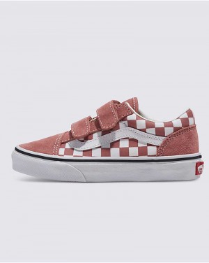 Vans Old Skool V Checkerboard Ayakkabı Çocuk Pembe | Türkiye ZRY608571