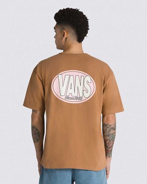 Vans Oval Logo Tişört Erkek Kahverengi | Türkiye EXO468019