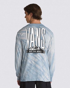 Vans Peaked Tie Dye Long Sleeve Tişört Erkek Mavi | Türkiye QML803517