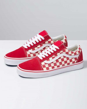 Vans Primary Check Old Skool Ayakkabı Kadın Kırmızı Beyaz | Türkiye BMP257049