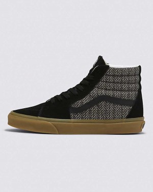 Vans Sk8-Hi Herringbone Ayakkabı Erkek Siyah Kahverengi | Türkiye QGZ320517