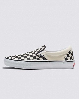 Vans Skate Slip-On Checkerboard Kaykay Ayakkabısı Kadın Siyah Beyaz | Türkiye ITW160958