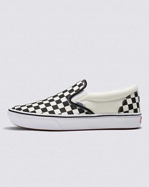 Vans Slip-On ComfyCush Checkerboard Ayakkabı Erkek Siyah Beyaz | Türkiye IJQ928403