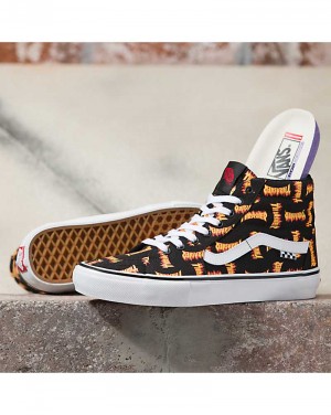 Vans X Thrasher Skate Sk8-Hi Kaykay Ayakkabısı Erkek Siyah Altın | Türkiye BXQ406123