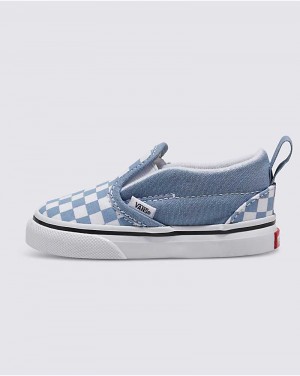 Vans Yürümeye Başlayan Classic Slip-On V Checkerboard Ayakkabı Çocuk Mavi | Türkiye QDO984753