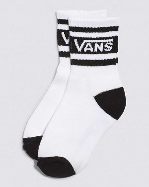 Vans Yürümeye Başlayan Drop V Crew Çorap Çocuk Beyaz Siyah | Türkiye JKR705914