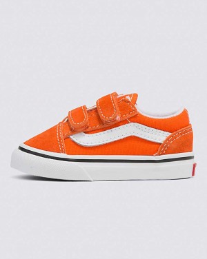 Vans Yürümeye Başlayan Old Skool V Ayakkabı Çocuk Kırmızı Turuncu | Türkiye SWE514970