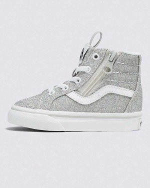 Vans Yürümeye Başlayan Sk8-Hi Reissue Side Zip Glitter Ayakkabı Çocuk Gümüş | Türkiye UNP523418