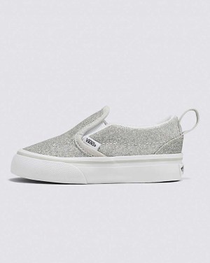 Vans Yürümeye Başlayan Slip-On V Glitter Ayakkabı Çocuk Gümüş | Türkiye WUA693184