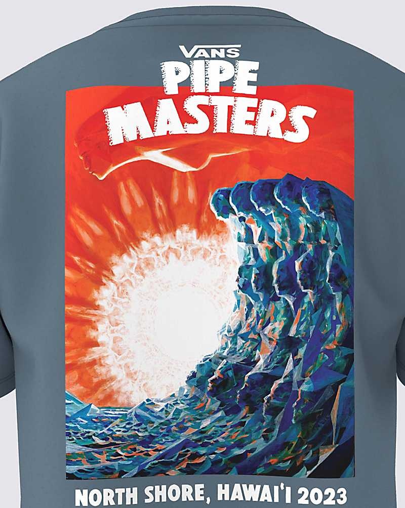 Vans 2023 Pipe Masters Poster Tişört Erkek Mavi | Türkiye MXV689275