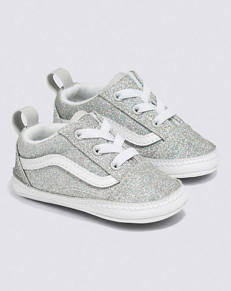 Vans Bebek Old Skool Crib Glitter Ayakkabı Çocuk Gümüş | Türkiye WIY706129