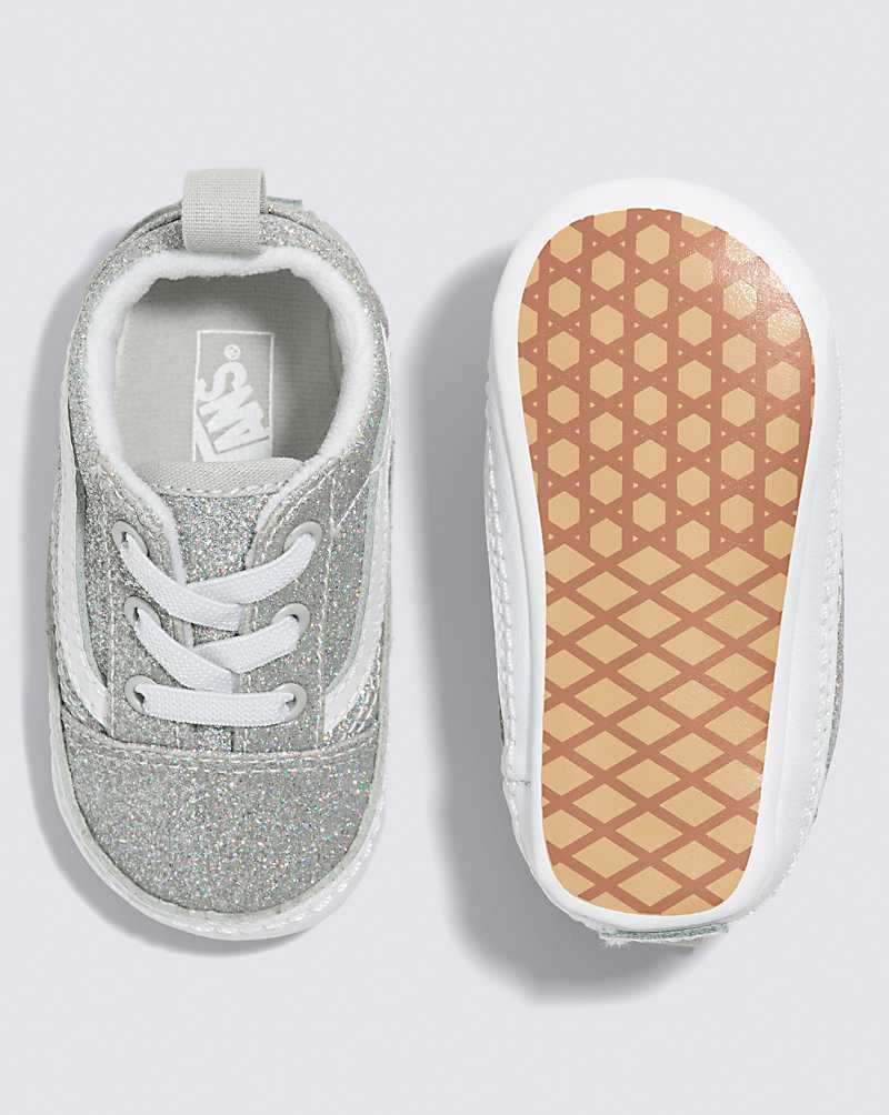 Vans Bebek Old Skool Crib Glitter Ayakkabı Çocuk Gümüş | Türkiye WIY706129