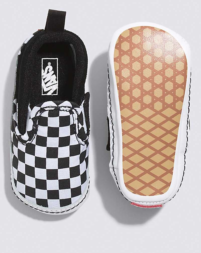 Vans Bebek Slip-On V Crib Checker Ayakkabı Çocuk Siyah Beyaz | Türkiye VIO125348