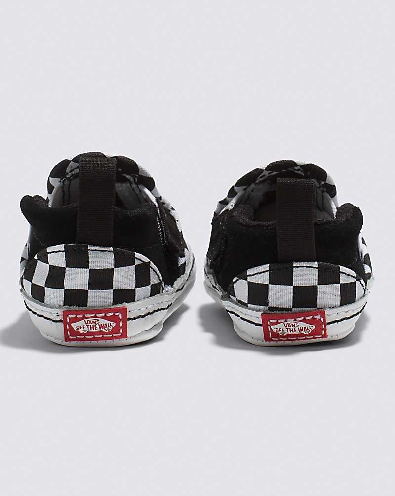 Vans Bebek Slip-On V Crib Checker Ayakkabı Çocuk Siyah Beyaz | Türkiye VIO125348