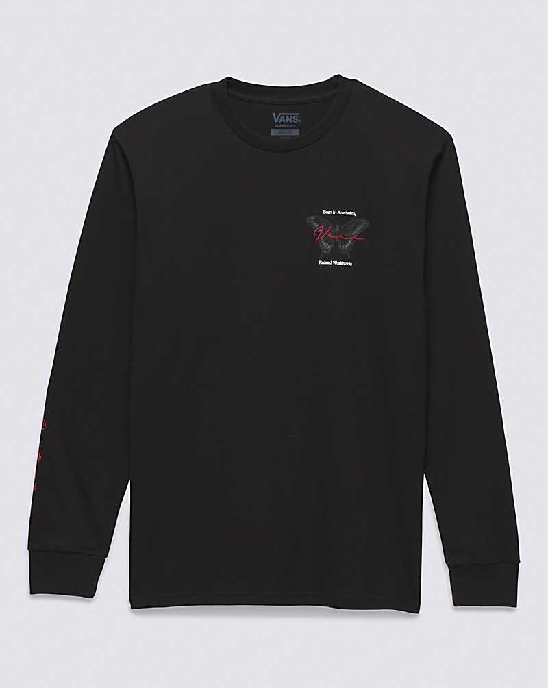 Vans Born Butterfly Long Sleeve Tişört Erkek Siyah | Türkiye JUF591802