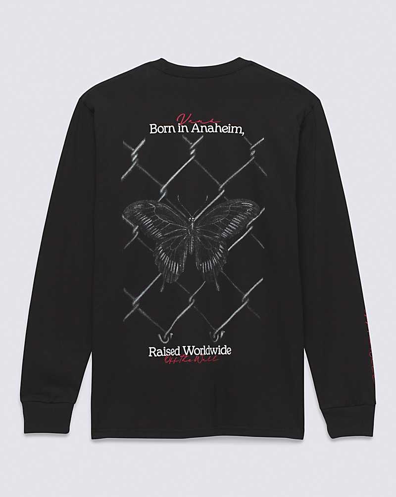 Vans Born Butterfly Long Sleeve Tişört Erkek Siyah | Türkiye JUF591802