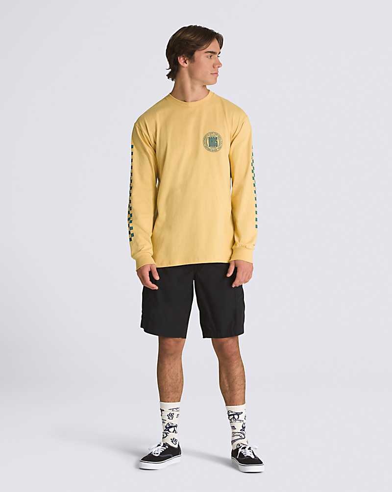 Vans Circle Racer Lockup Long Sleeve Tişört Erkek Sarı | Türkiye YKR143627