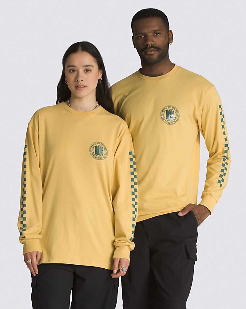 Vans Circle Racer Lockup Long Sleeve Tişört Erkek Sarı | Türkiye YKR143627