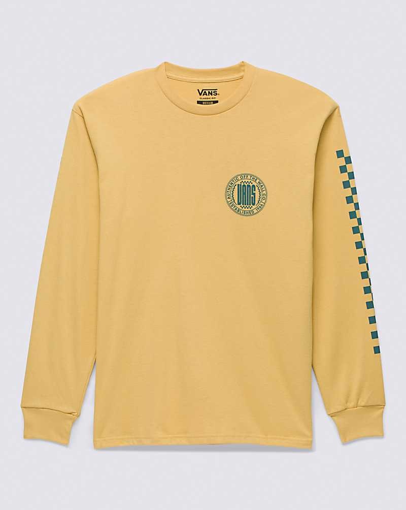 Vans Circle Racer Lockup Long Sleeve Tişört Erkek Sarı | Türkiye YKR143627