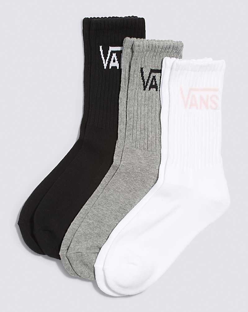 Vans Classic Crew 3-Pack Çorap Kadın Beyaz Siyah Gri | Türkiye YVM584260