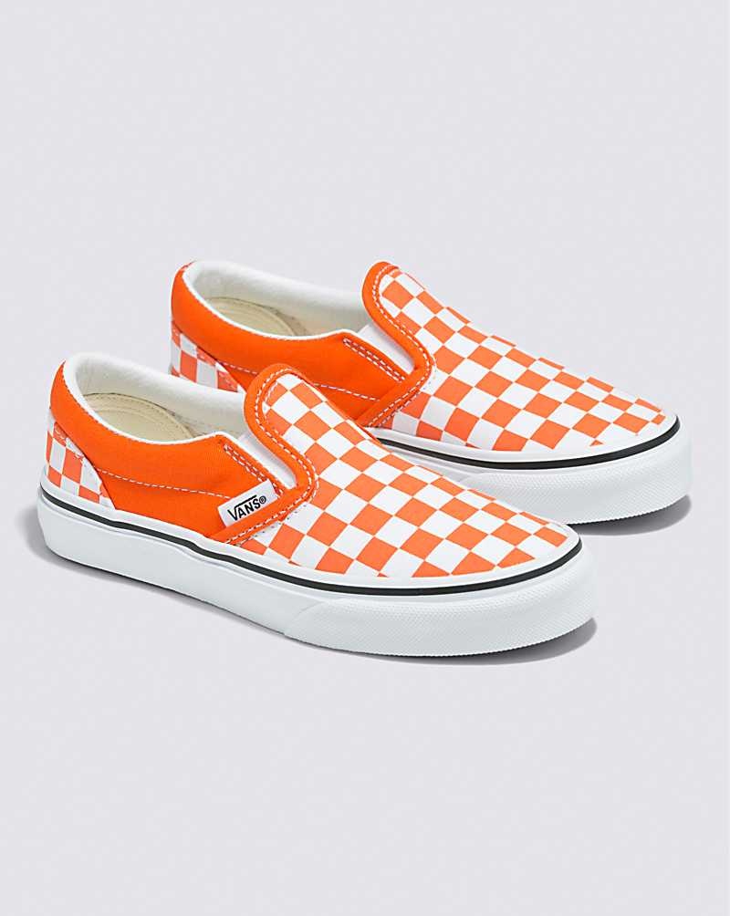 Vans Classic Slip-On Checkerboard Ayakkabı Çocuk Kırmızı Turuncu | Türkiye ORX736109