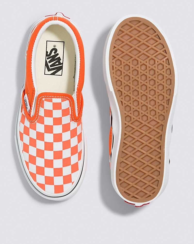 Vans Classic Slip-On Checkerboard Ayakkabı Çocuk Kırmızı Turuncu | Türkiye ORX736109