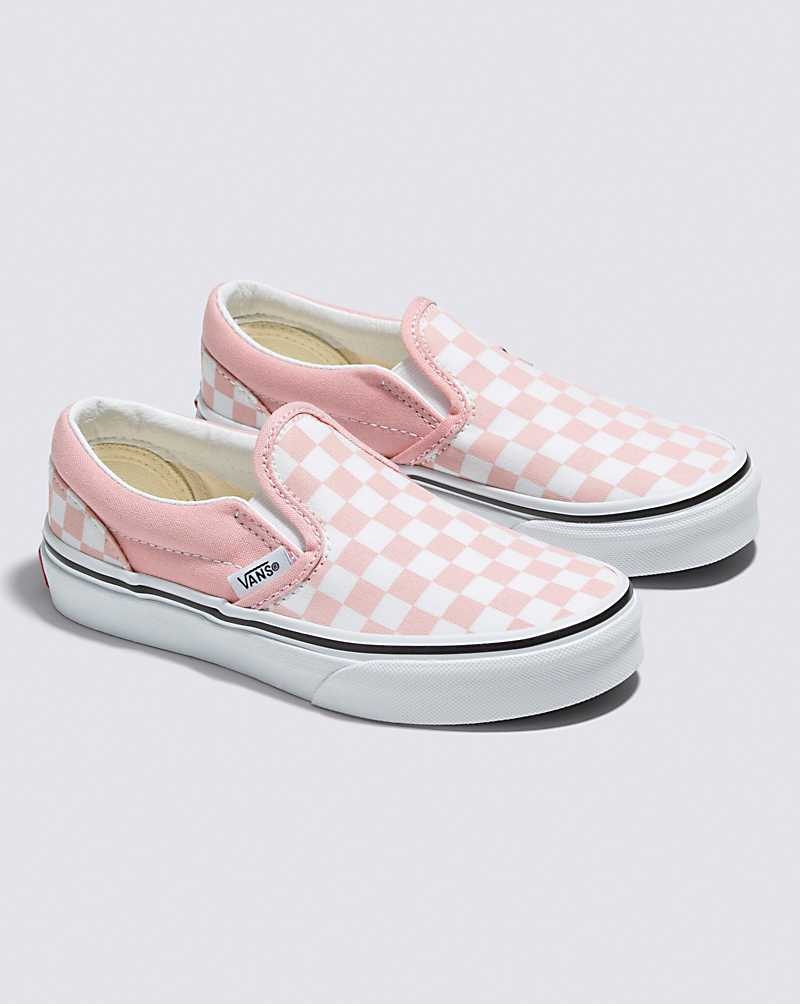 Vans Classic Slip-On Checkerboard Ayakkabı Çocuk Pembe Beyaz | Türkiye MWI276439