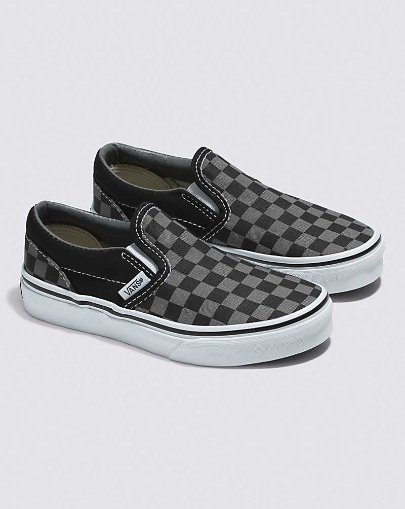 Vans Classic Slip-On Checkerboard Ayakkabı Çocuk Siyah Gri | Türkiye AYE290371