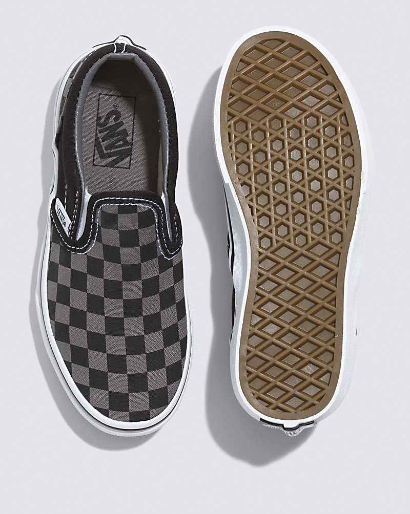 Vans Classic Slip-On Checkerboard Ayakkabı Çocuk Siyah Gri | Türkiye AYE290371