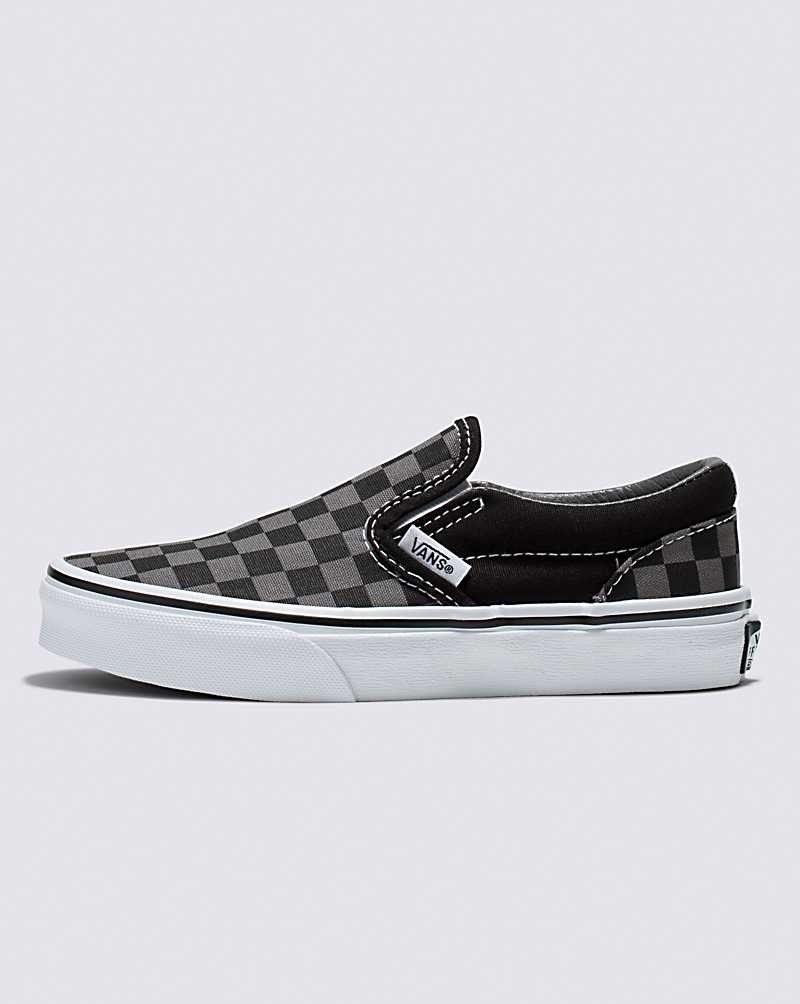 Vans Classic Slip-On Checkerboard Ayakkabı Çocuk Siyah Gri | Türkiye AYE290371