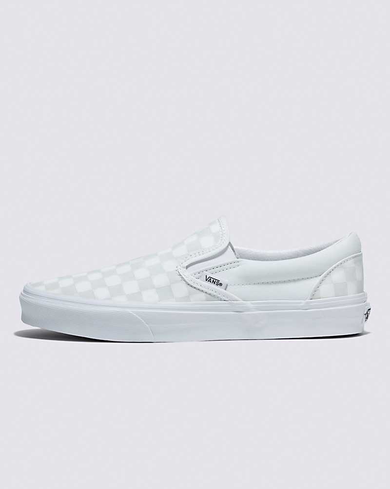 Vans Classic Slip-On Checkerboard Ayakkabı Kadın Beyaz | Türkiye XDR763540