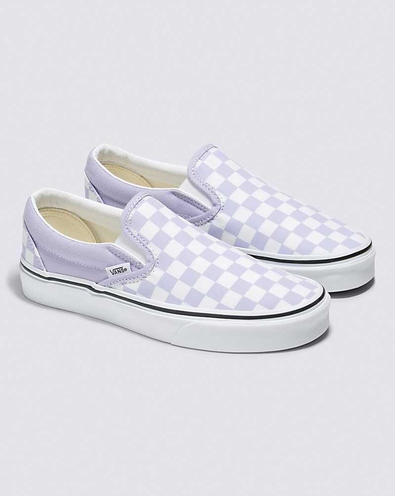 Vans Classic Slip-On Checkerboard Ayakkabı Kadın Mor | Türkiye SWJ398142