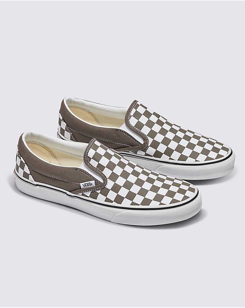 Vans Classic Slip-On Checkerboard Ayakkabı Kadın Haki | Türkiye BGC746518