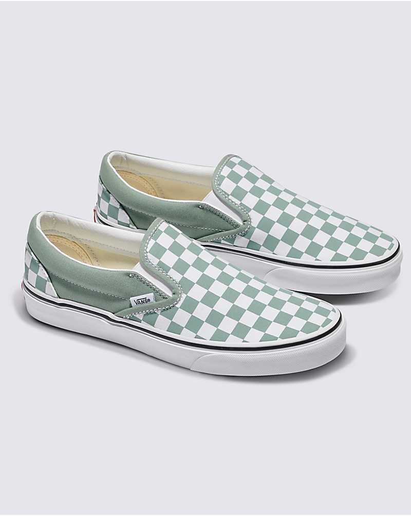 Vans Classic Slip-On Checkerboard Ayakkabı Kadın Yeşil | Türkiye ATV985741