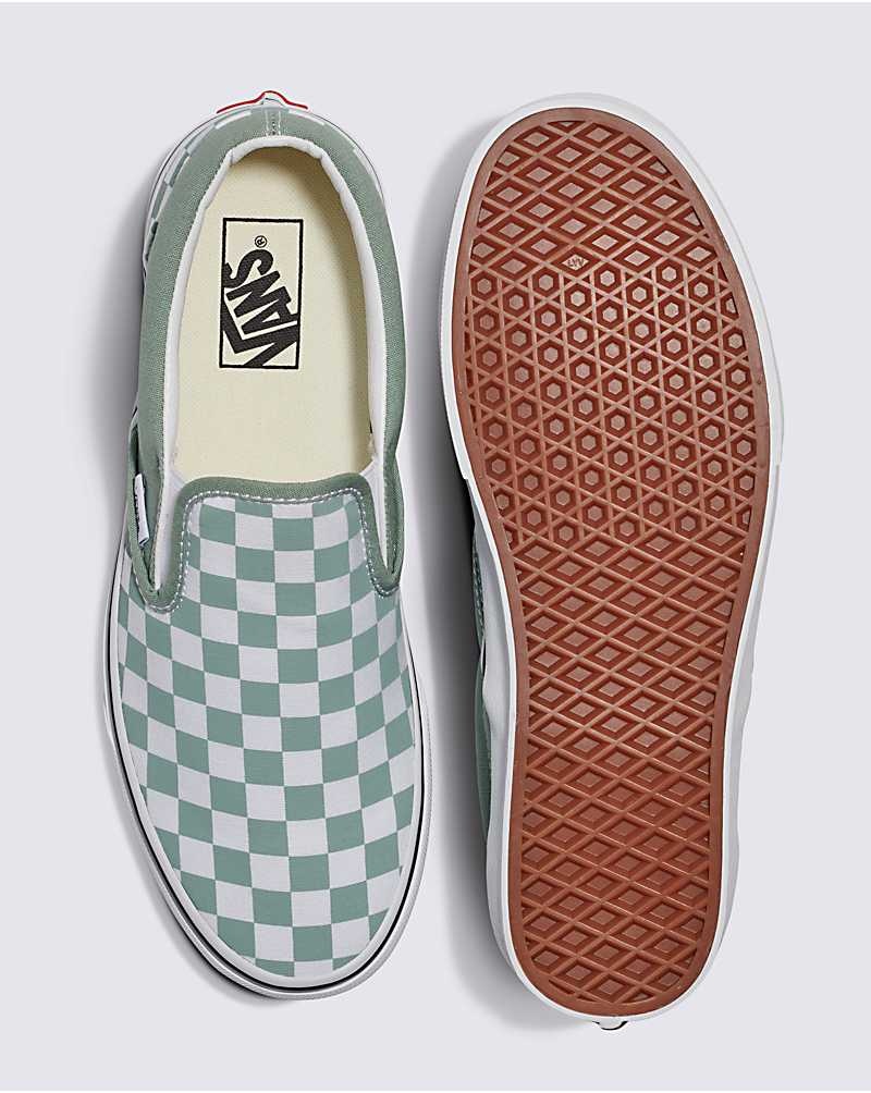 Vans Classic Slip-On Checkerboard Ayakkabı Kadın Yeşil | Türkiye ATV985741