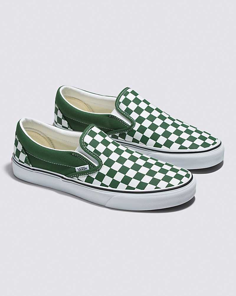 Vans Classic Slip-On Checkerboard Ayakkabı Kadın Yeşil | Türkiye EGB927301