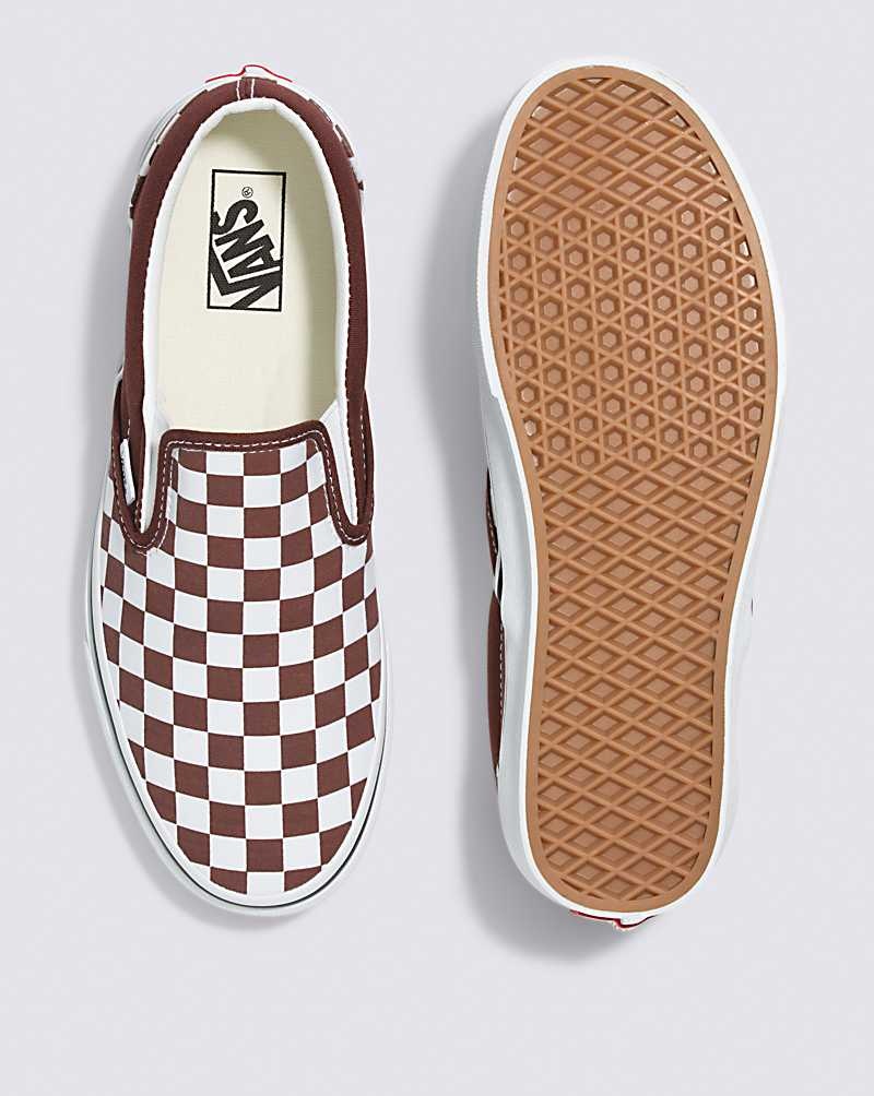 Vans Classic Slip-On Checkerboard Ayakkabı Kadın Çikolata | Türkiye THD259304